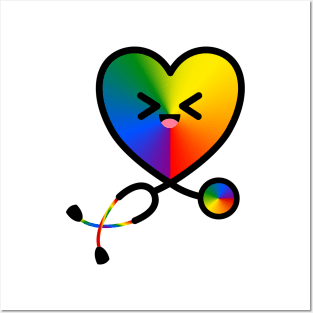 Stethoscope Emoji Heart Rainbow 2 Posters and Art